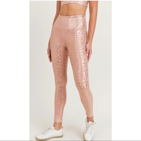 RESTOCK- Leopard Shimmer Foil Leggings - Picture 3 of 7